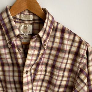 Viyella Cotton Wool Button Down Plaid Shirt Made in Canada